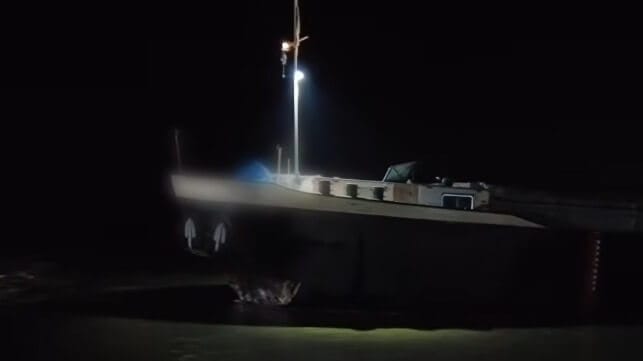 Damage to the freighter, its name blurred out and withheld in line with GDPR requirements (DLGR)