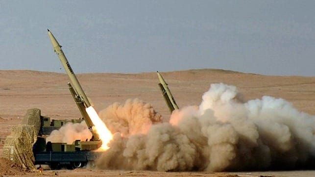 A trial launch of Iranian Fateh-110 ballistic missiles, used against targets in Kuwait over the weekend (Hossein Velayati / CC BY 4.0)
