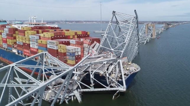 Dali containership and Baltimore bridge