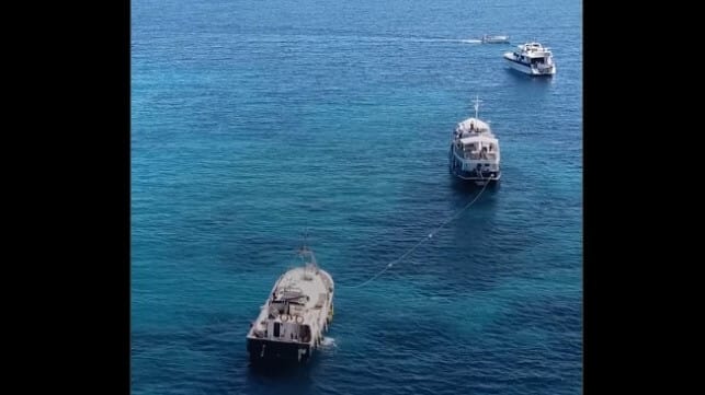 Flotilla craft in the early phases of the expedition (Global Sumud Flotilla)