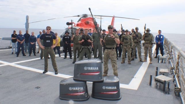 HITRON sharpshooters and damaged outboard engine covers aboard USCGC Midgett (USCG)