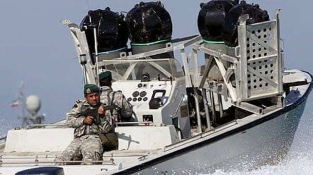 IRGC Navy personnel on a minelaying boat (IRGC file image)