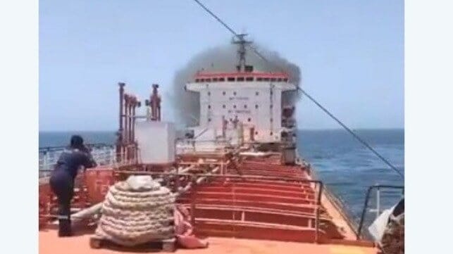 tanker on fire