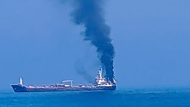 tanker on fire
