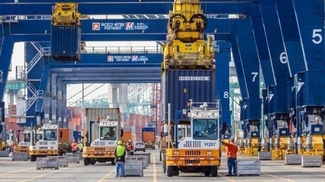 containers being loaded