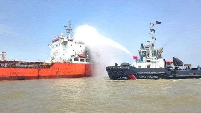 tanker fire off Bangladesh