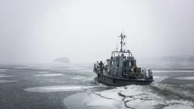 U.S. Marines head out on a surveillance mission aboard a Finnish Navy patrol boat, February 2025 (USMC)