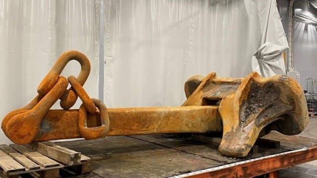 Anchor with short flukes discovered at scene of previous cable break (Finland National Bureau of Investigation file image)