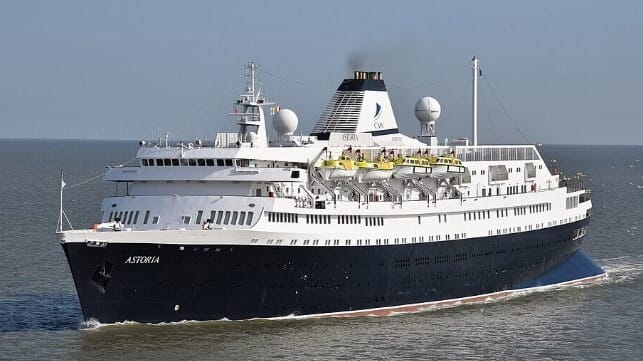 liner Stockholm turned cruise ship Astoria