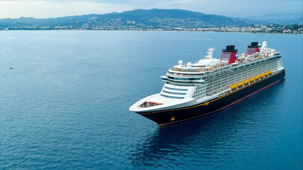 cruise ship anchored on French Riviera 