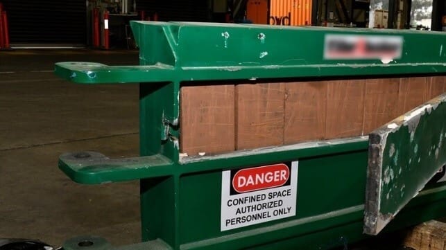 Consignment of methamphetamine inside a large hydraulic press, shipped from the United States and seized in Melbourne (AFP)