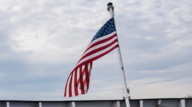 US flag on ship