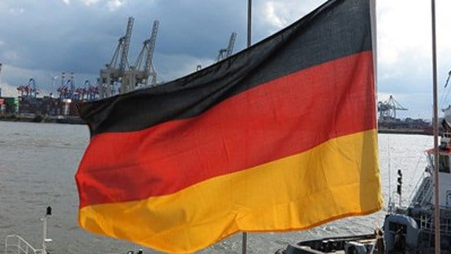 German flag on stern of a ship