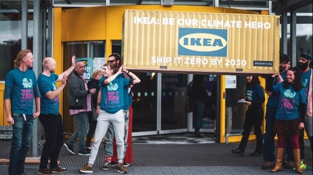 protestors call for retailers to use zero-emission shipping 