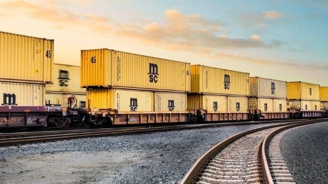 MSC containers on rail cars 