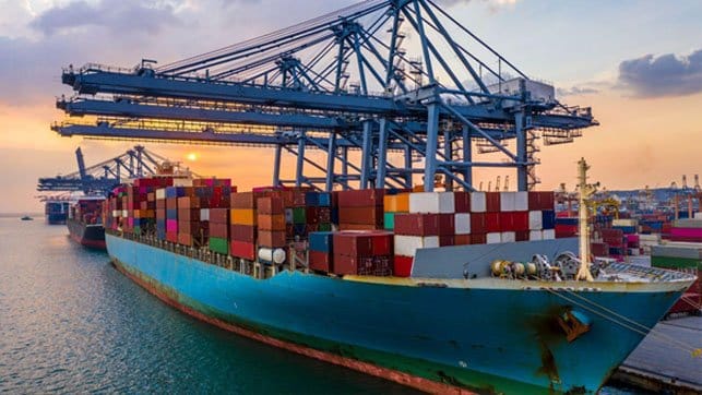 containership in port