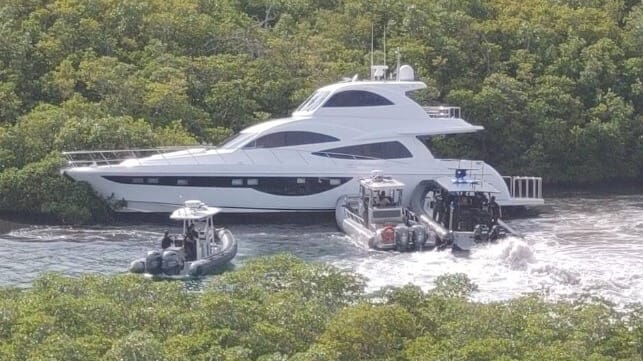 Police intercepted the stolen yacht and forced it into a mangrove swamp to halt it (Martin County Sheriffs Office)