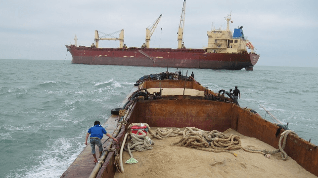 Sand dredging barge