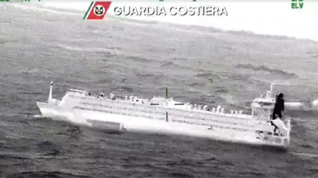 disabled livestock carrier in a storm