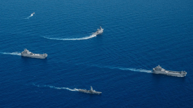 The Navy plans to order a landing ship of the same design as the Israeli Navy's INS Nahshon and INS Komemiyut (right and left center). The design is derived from the U.S. Army's Besson-class (IDF photo) 