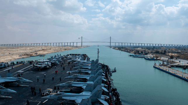 Supercarrier USS Dwight D. Eisenhower during a Suez Canal transit (USN file image)