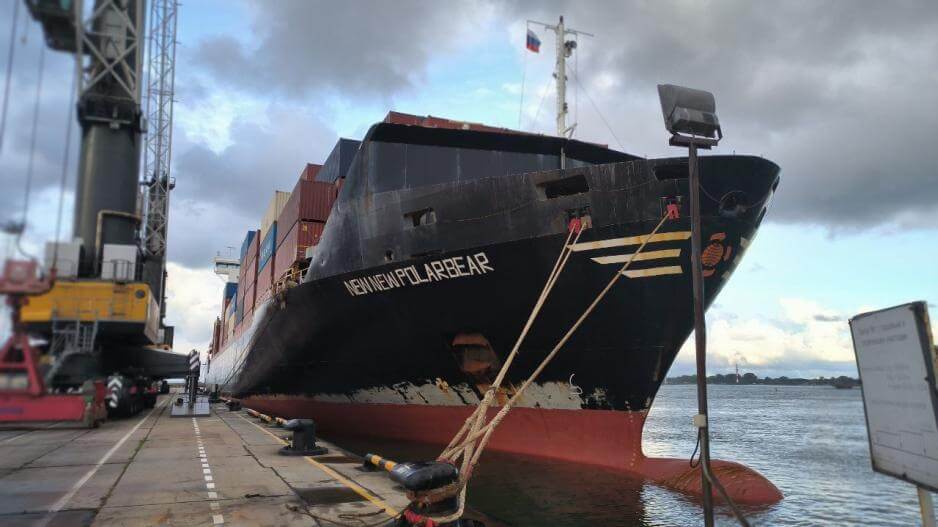 Chinese containership at dock