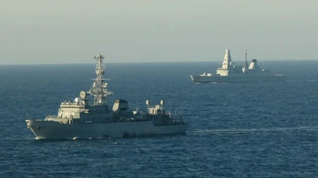 Russian war ship and Royal Navy tracking