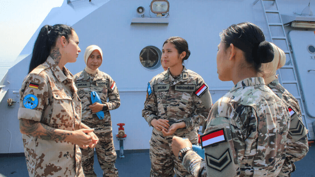 Female members of the UNIFIL naval peacekeeping force off Lebanon, 2025 (UNIFIL)