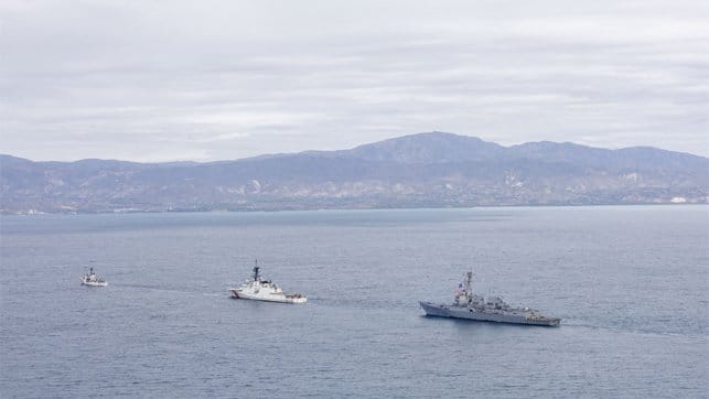 USCG and warship in Haitai