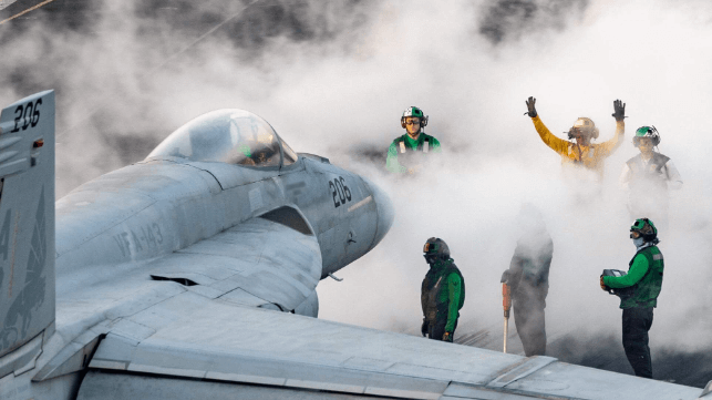 Flight operations aboard USS Harry S. Truman in the Red Sea, March 2025 (USN)