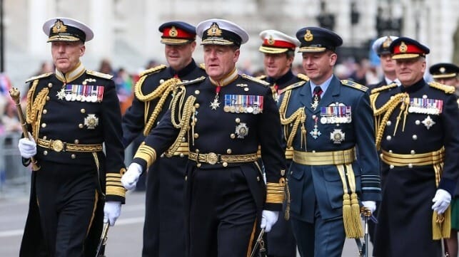 Adm Ben Key, third from left, in the procession for the coronation of King Charles, 2023 (Katie Chan / CC BY SA 4.0)