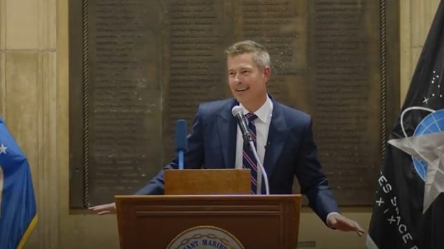 Transportation Secretary Sean Duffy addresses USMMA midshipmen (DOT)