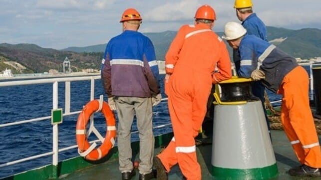 crew standing at the rail