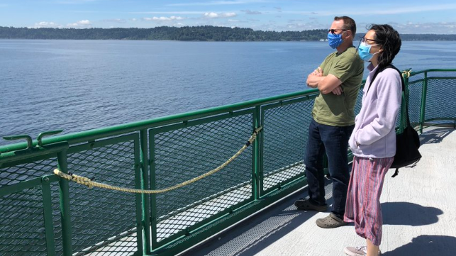 mask wearing passengers ferry