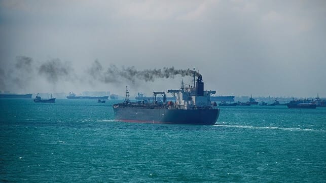 Vessel under way with smoke