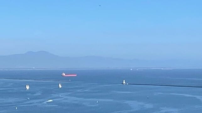containership backlog is over off California