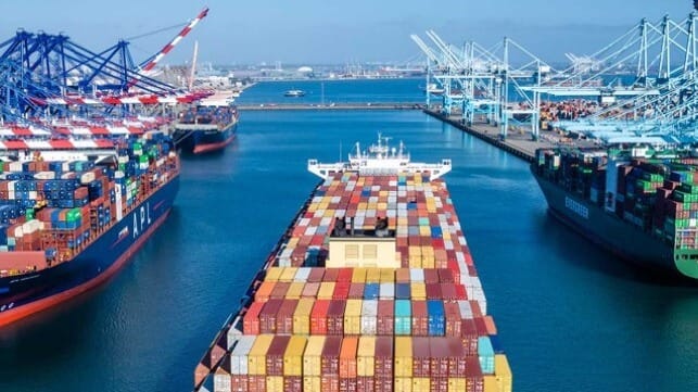 containership arriving in port