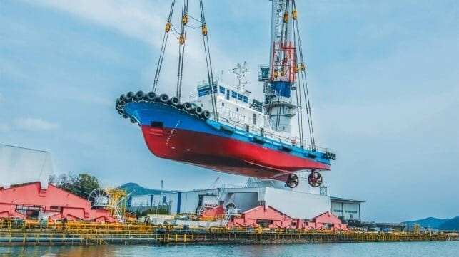 hydrogen fueled tug launched in Japan
