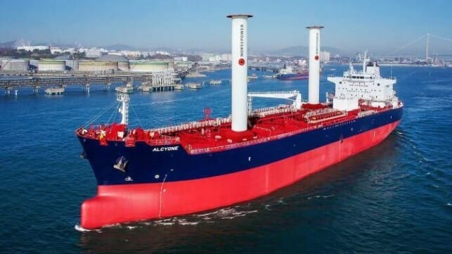 rotor sail installation on tanker