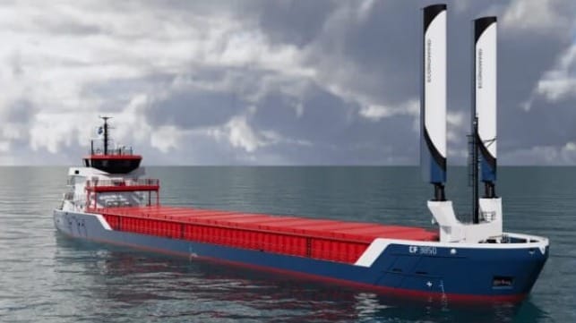wind propulsion short sea cargo ship