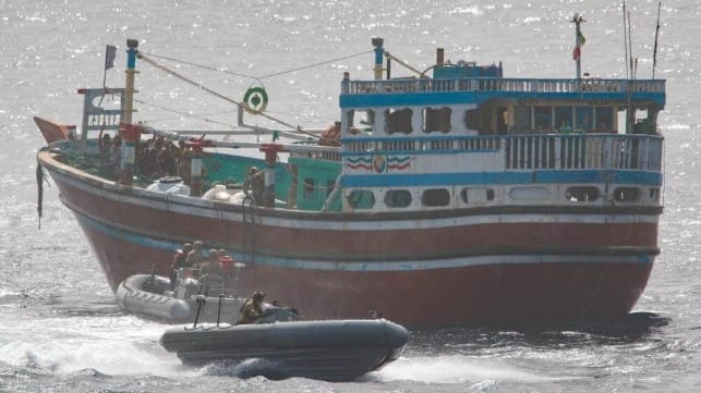 A typical U.S. Navy dhow interdiction in the Mideast. This time, no boarding occurred (USN file image)