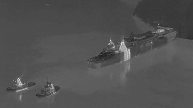 grounded ferry being refloated