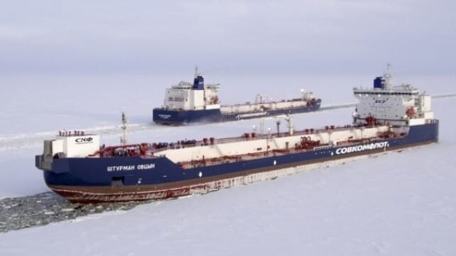 Arctic shuttle tankers operated by Sovcomflot