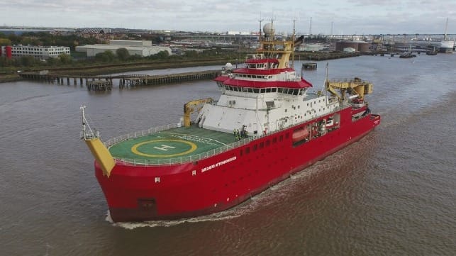 UK Antarctic research vessel begins maiden voyage 