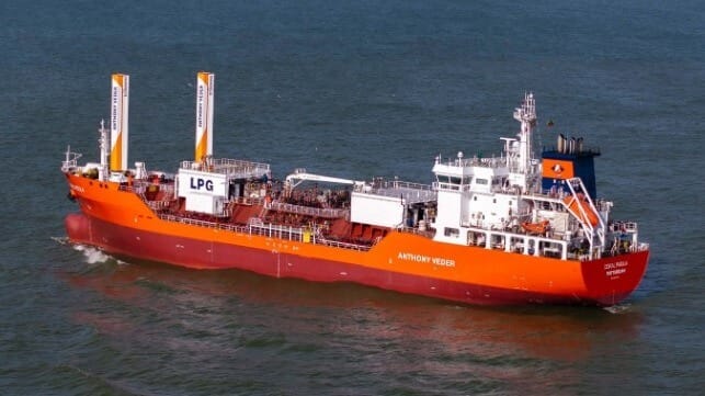 wind-assisted propulsion on gas carrer