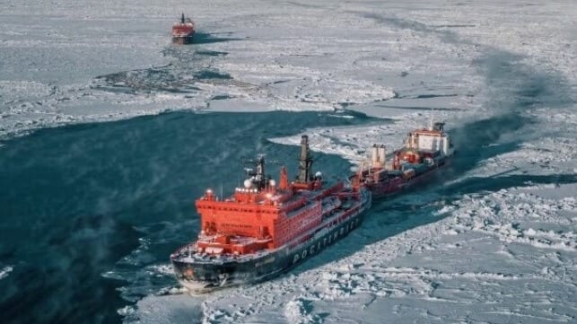 Northern Sea Route containership and icebreaker