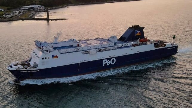 P&O Ferry European Causeway drifting in Irish Sea 