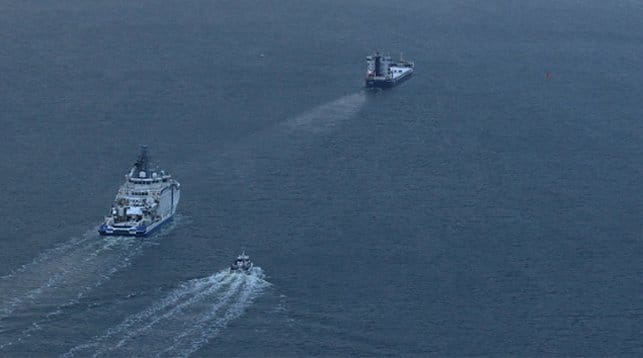 Finland escorts cargo ship out to sea