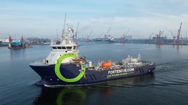 The ammonia-powered OSV Green Pioneer, the first vessel of its type (Fortescue)