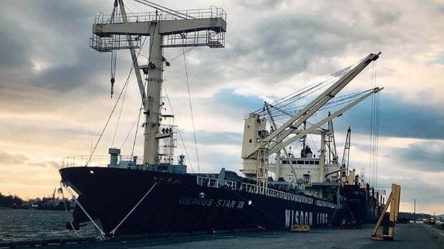 cargo ship fire at sea 